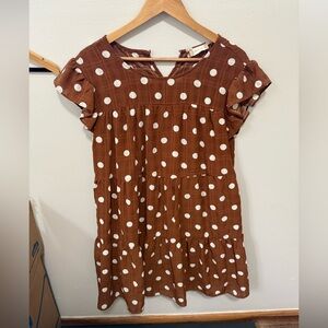 Altar'd State Brown and White Polka Dot Mini Dress